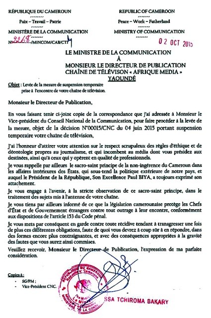 JSAM - Cameroun Suspension Menace (2015 10 03) FR (2)