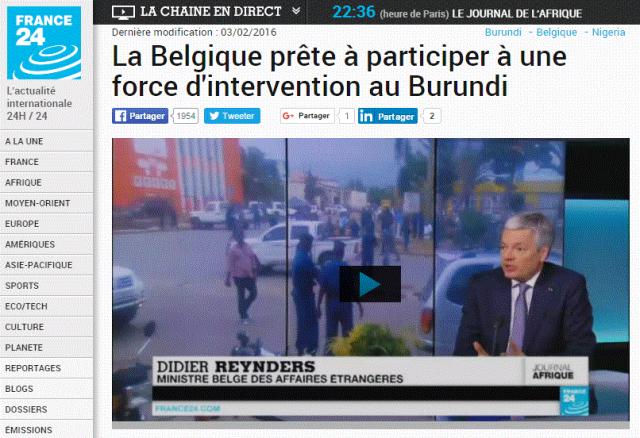 PANAF - BURUNDI troupes belges (2016 02 05) FR